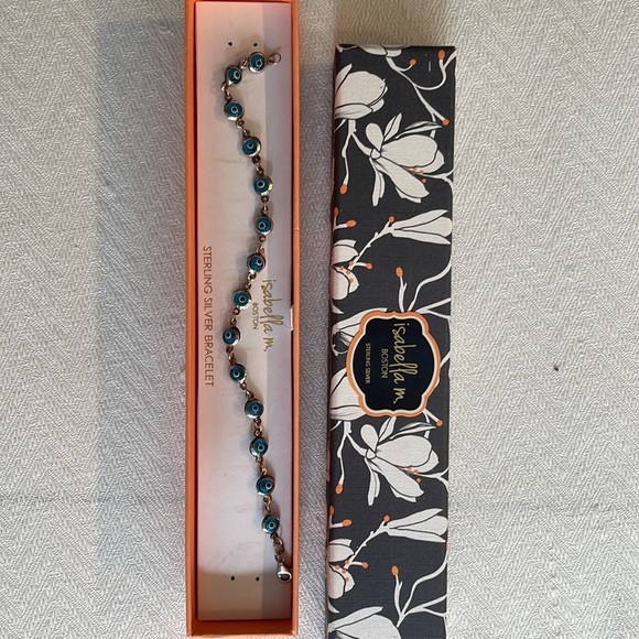 Isabella m. Of Boston Sterling silver “evil eye” bracelet 14 translucent stones - Picture 3 of 5